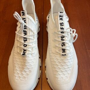 EA7 Emporio Armani Men’s Knit Sneakers – Size 48 (White, Brand New)
